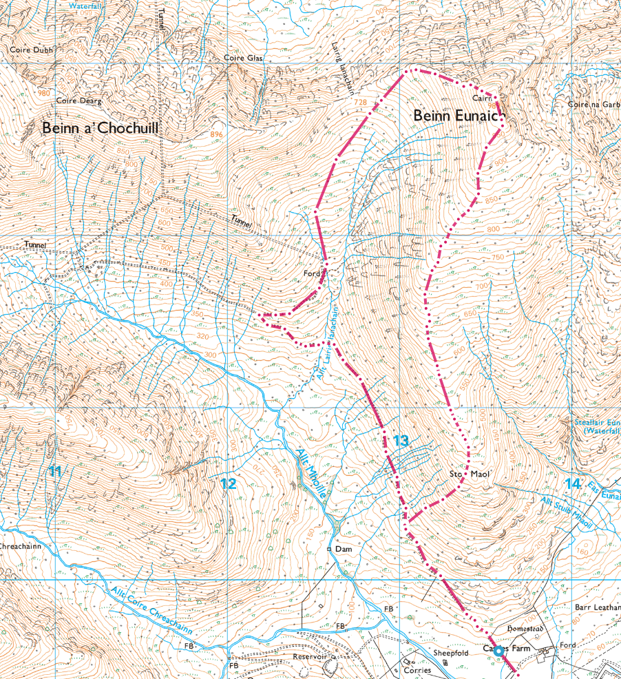 Beinn Eunich route map