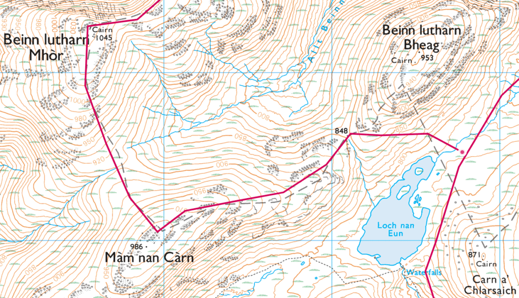 Part route of Beinn Lutharn Mhor