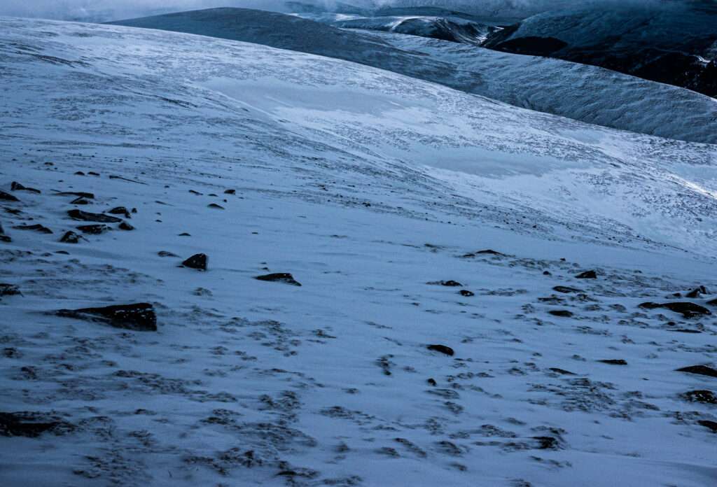 Same photo as above, but tweaked colours to make the ice patches more obvious. In real life they are not this obvious.