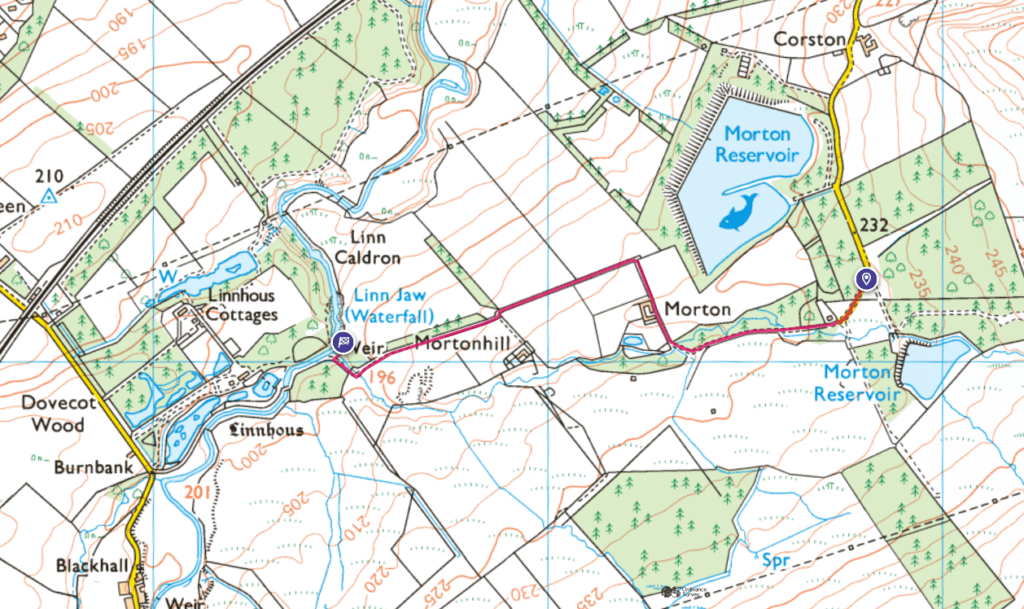 Map route to Linn Jaw