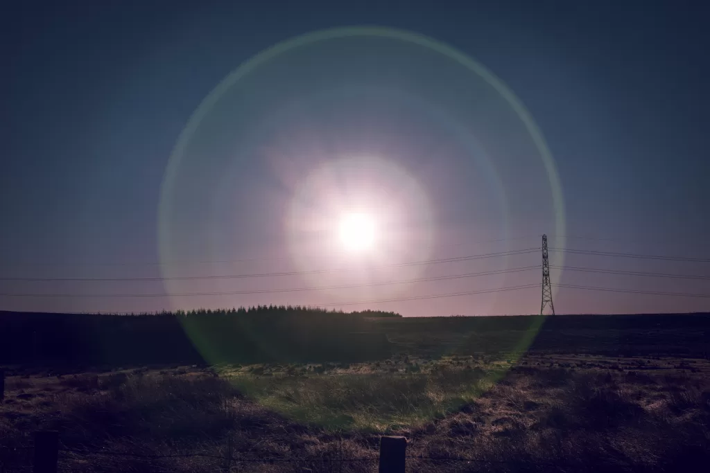 Bright Winter Sun with large lens flare